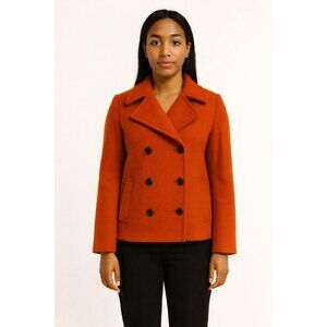 J. Crew Wool Blend Pea Coat Burnt Orange Double Breasted Coat Size S